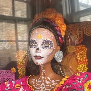 2021 Barbie Doll Day of the Dead with Black, Pink and Orange Skull Motiff